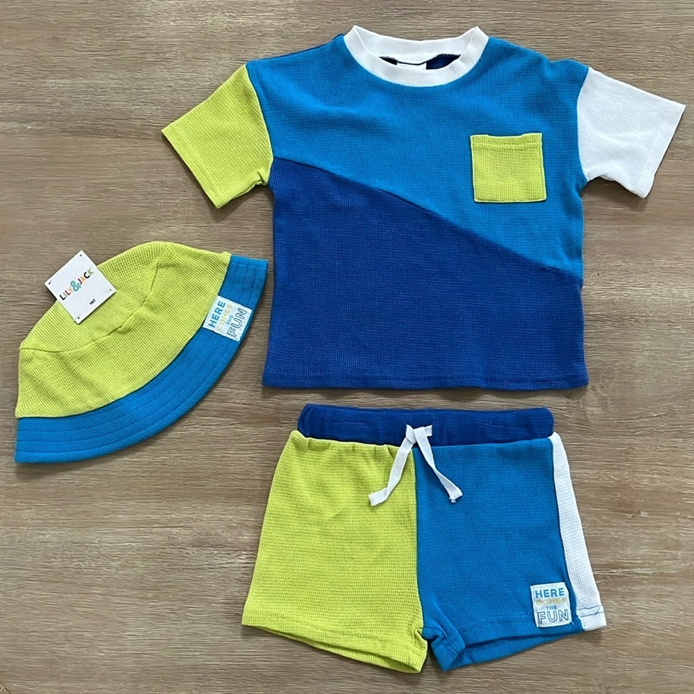 Lily and Jack Toddler Boy Retro Color Block 3 Piece Set 9-12 18-24 months